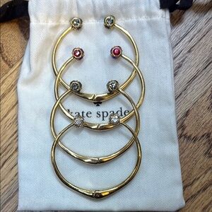 Kate Spade Gold Bangle Set with Gem Accents